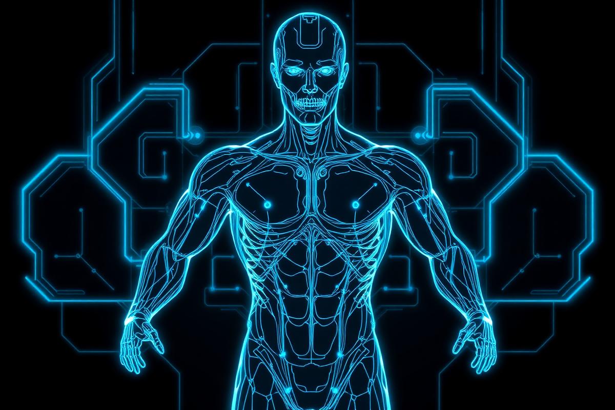 Holographic body composition wireframe